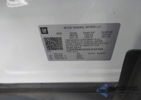 2021 Chevrolet Traverse Fwd Lt Leather from USA, damaged, VIN 1GNERHKWXMJ152449